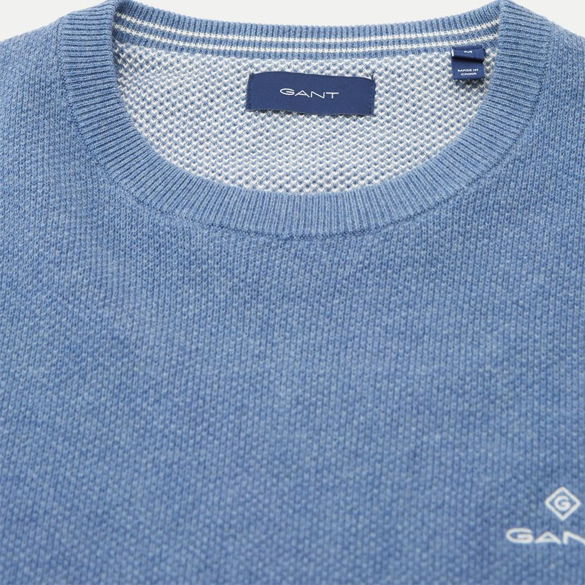 Gant Knitwear COTTON PIQUE C-NECK 8030521 DENIM BLUE MEL